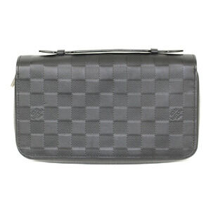 LOUIS VUITTON Zippy Damier Infini Onyx Black Leather LV Long Wallet Zipper